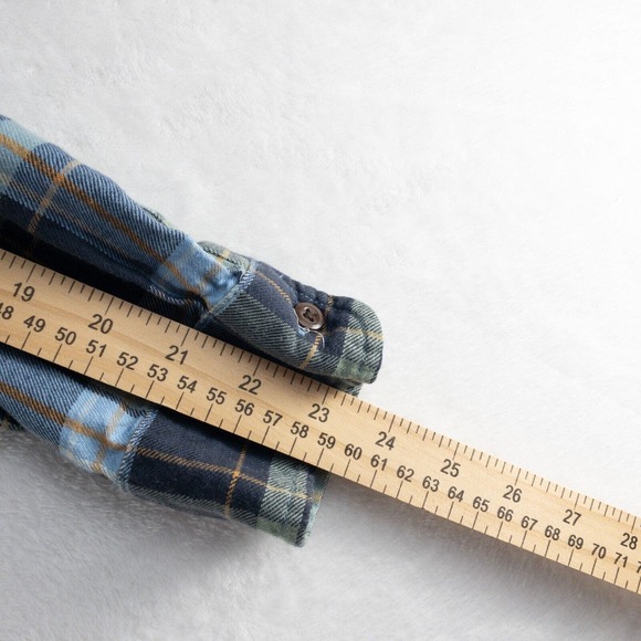 L.L. Bean Flannel Shirt Womens Small Blue Plaid - Picture 9 of 14